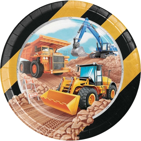 Creative Converting Big Dig Construction Paper Plates, 9", 96PK 339791
